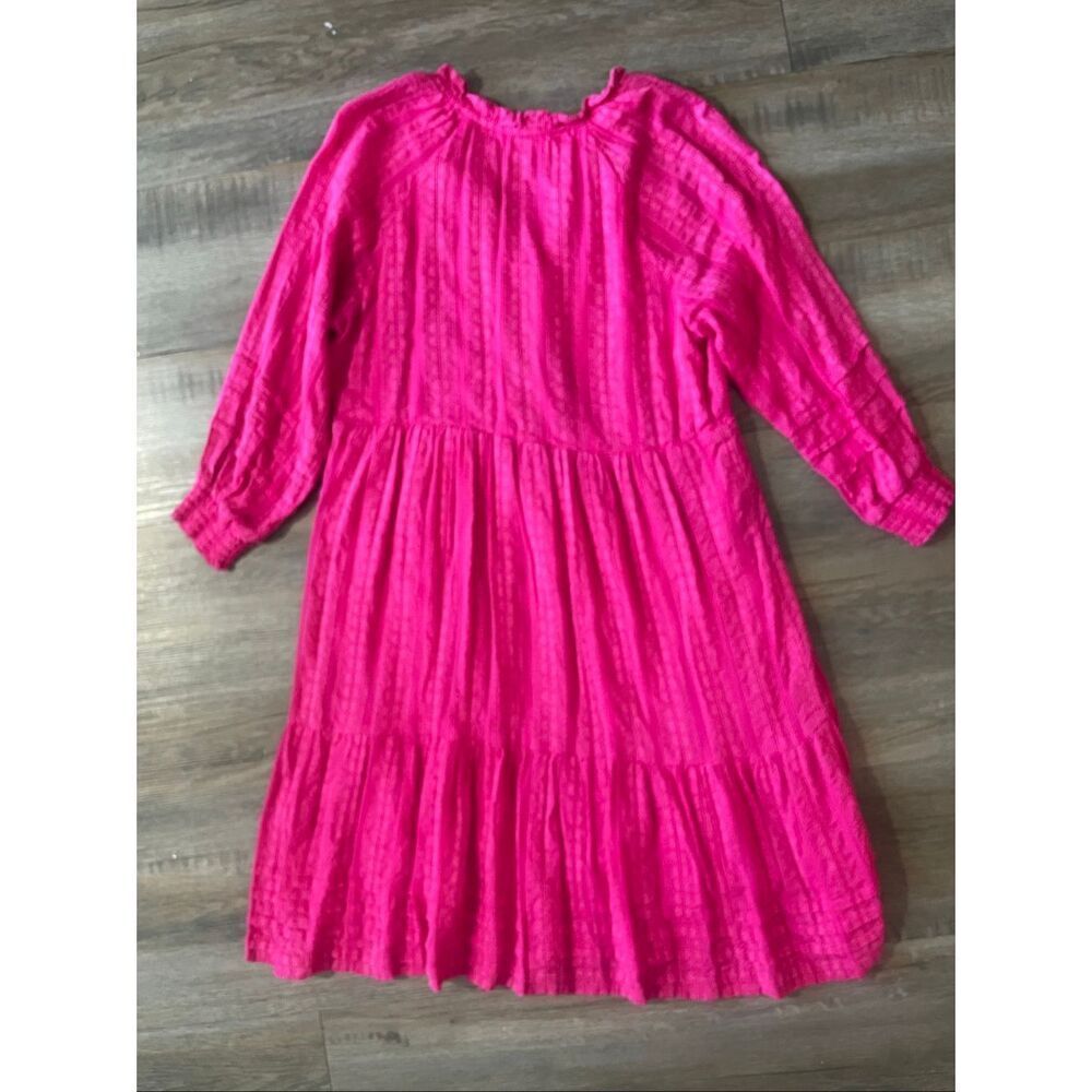 J.Jill pink tiered dress button-front neckline and 3/4 length sleeves sz. XS - Picture 4 of 5